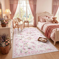 3x5/5x7 Bow Floral Area Rugs#Color_Pink