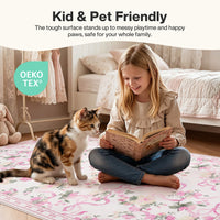 3x5/5x7 Bow Floral Area Rugs#Color_Pink