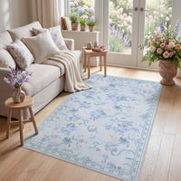 3x5/5x7 Bow Floral Area Rugs#Color_Blue
