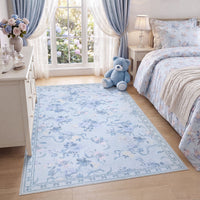 3x5/5x7 Bow Floral Area Rugs#Color_Blue