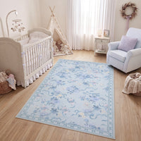 3x5/5x7 Bow Floral Area Rugs#Color_Blue