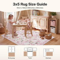 3x5/5x7 Bow Floral Area Rugs#Color_Pink