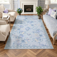 3x5/5x7 Bow Floral Area Rugs#Color_Blue
