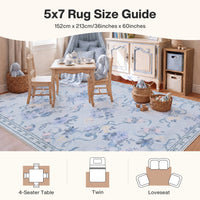 3x5/5x7 Bow Floral Area Rugs#Color_Blue