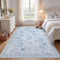 3x5/5x7 Bow Floral Area Rugs#Color_Blue