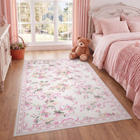 3x5/5x7 Bow Floral Area Rugs#Color_Pink