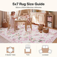 3x5/5x7 Bow Floral Area Rugs#Color_Pink