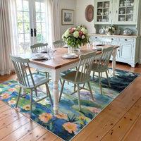 5x7 Swan Lake in oil painting style Area Rugs#Color_Green