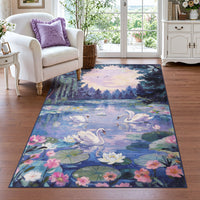 3x5 Swan Lake in oil painting style Area Rugs#Color_Purple