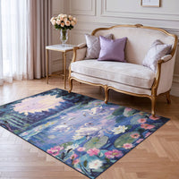 3x5 Swan Lake in oil painting style Area Rugs#Color_Purple