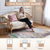 3x5 Swan Lake in oil painting style Area Rugs#Color_Pink