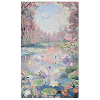 3x5 Swan Lake in oil painting style Area Rugs#Color_Pink