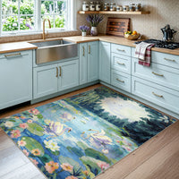 3x5 Swan Lake in oil painting style Area Rugs#Color_Green