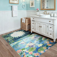 3x5 Swan Lake in oil painting style Area Rugs#Color_Green