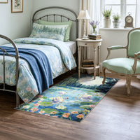 3x5 Swan Lake in oil painting style Area Rugs#Color_Green