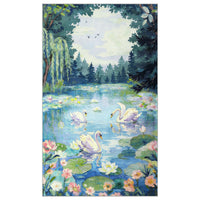 3x5 Swan Lake in oil painting style Area Rugs#Color_Green