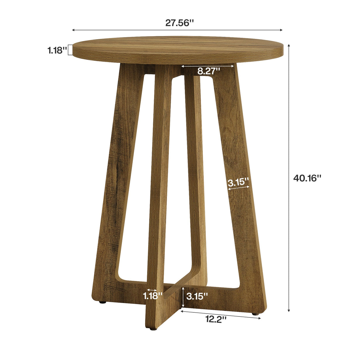 40" Bar Table, Round Bar Height Bistro Pub Table (Only Table)