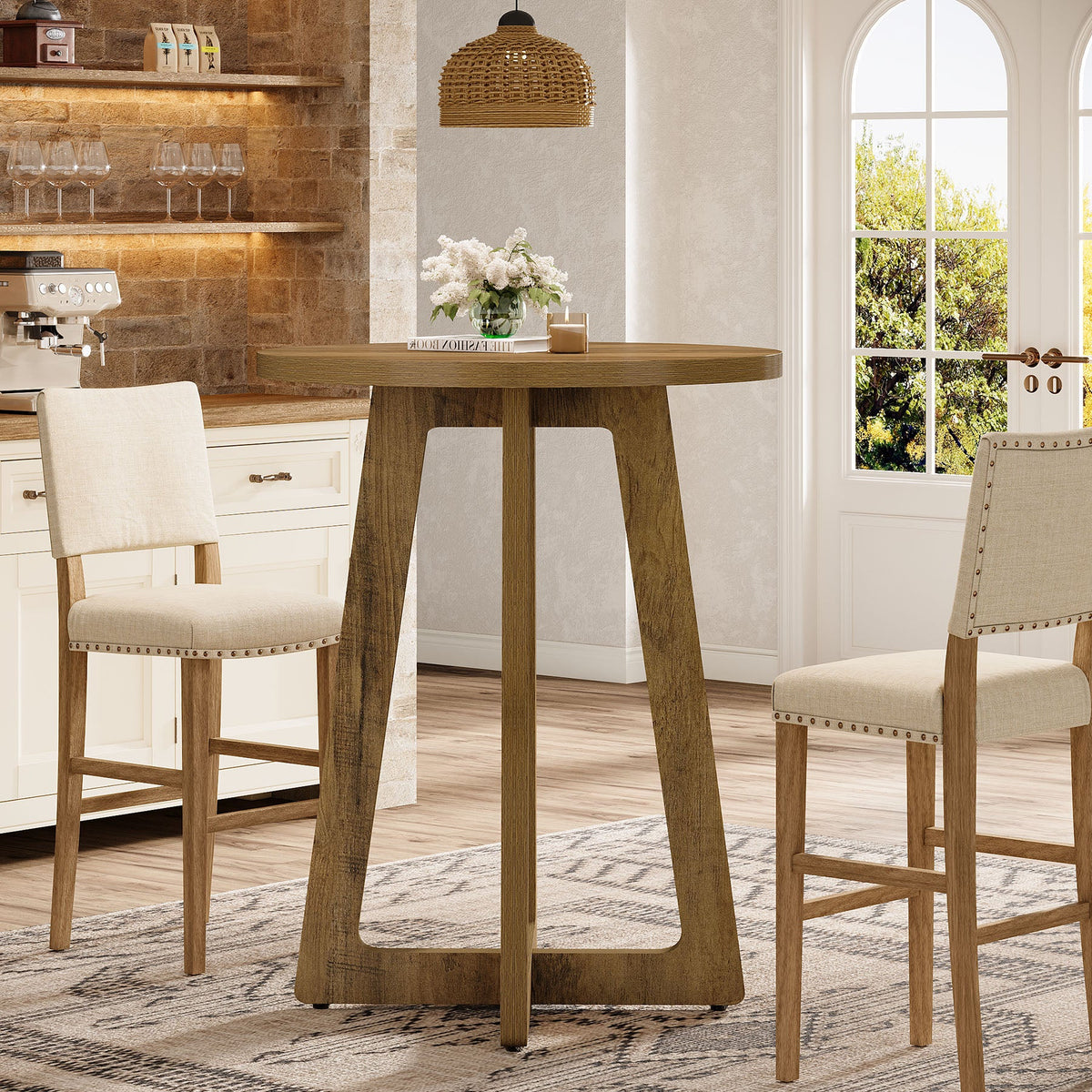 40" Bar Table, Round Bar Height Bistro Pub Table (Only Table)