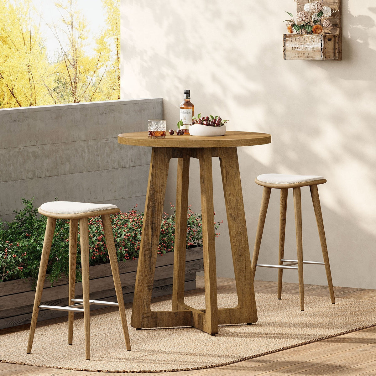 40" Bar Table, Round Bar Height Bistro Pub Table (Only Table)