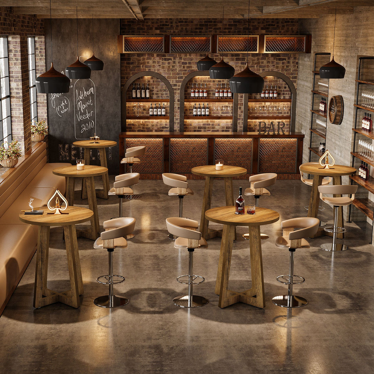 40" Bar Table, Round Bar Height Bistro Pub Table (Only Table)