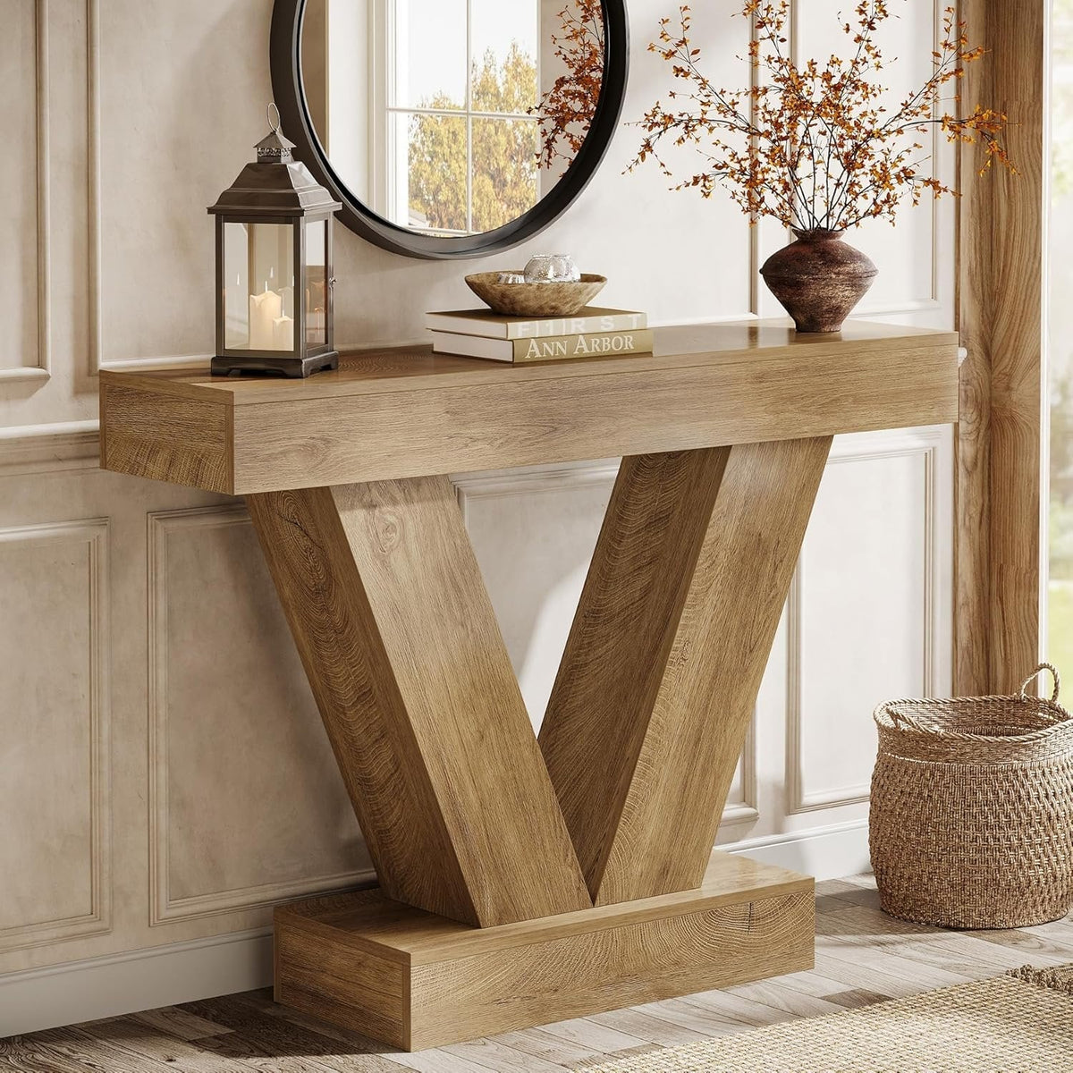 41.3" Console Table, Sofa Entryway Table Behind Couch with V-Shaped Legs