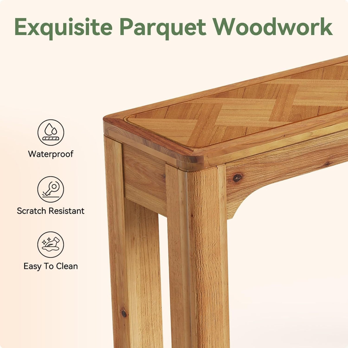 41.3" Wood Sofa Table, Farmhouse Entryway Console Table with Exquisite Parquet Top