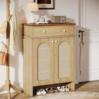 43" Shoe Cabinet with Doors, 6-Tier Shoe Rack Storage Cabinet with Drawer