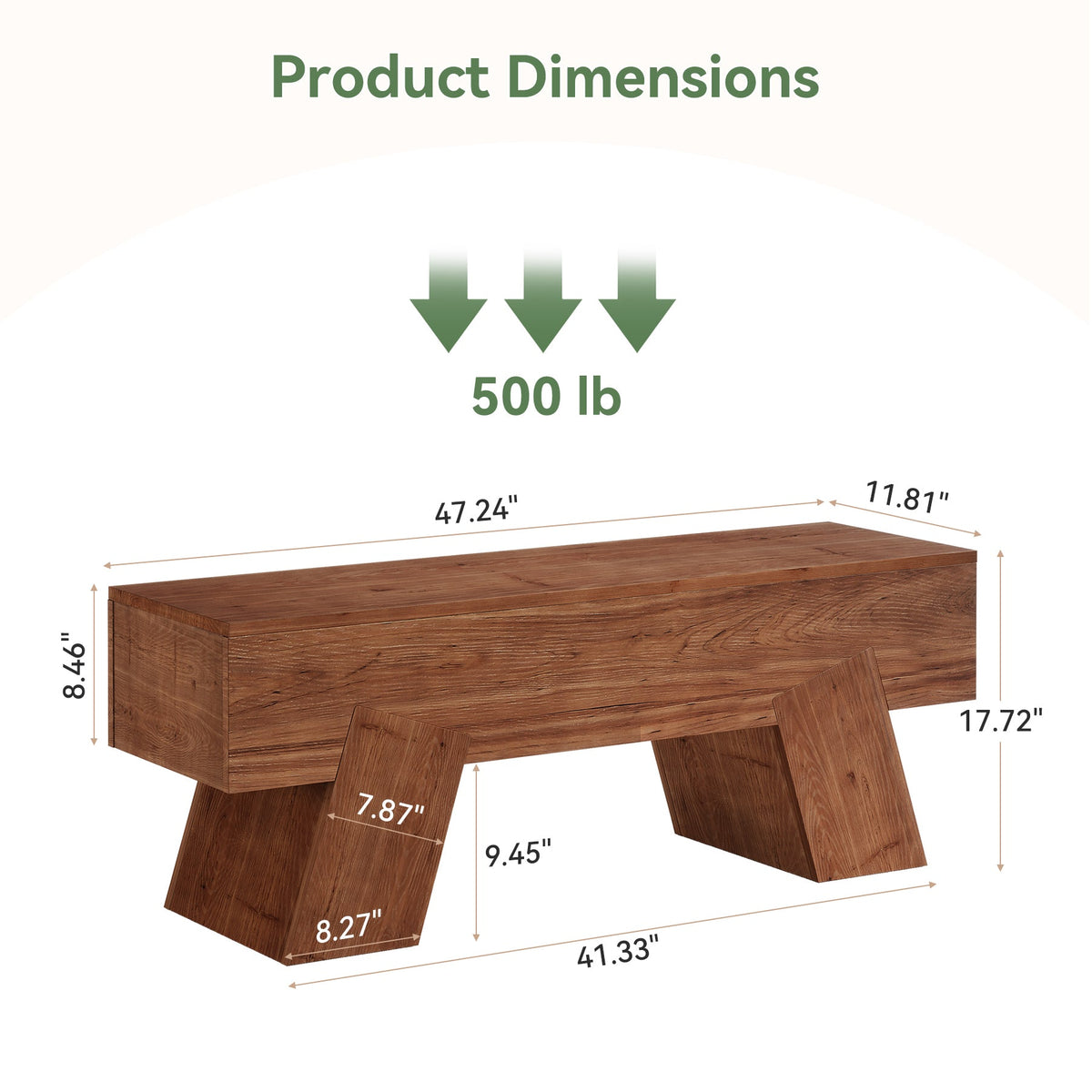 47" Solid Wood Shoe Bench, Indoor End of Bed Bench with Sturdy Legs