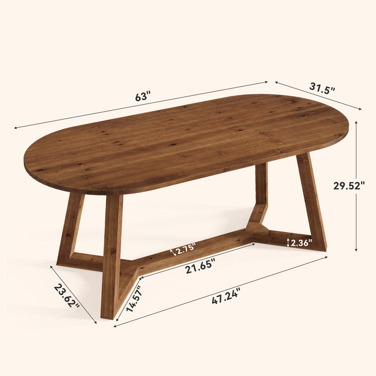 Solid Wood Computer Desk, 63" Oval Executive Desk with Sturdy Tapered Legs