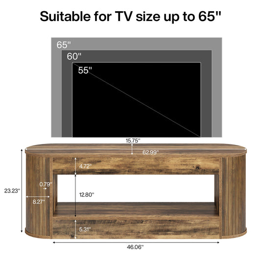 63" TV Stand with Storage, Entertainment Center Media for 55/60/65" TV