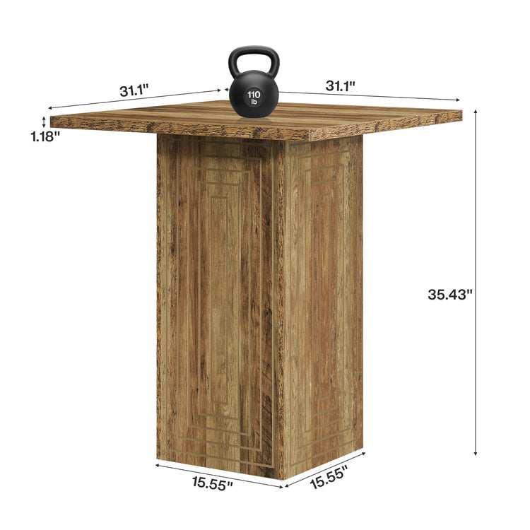 Square Bar Table, 31" Home Bar Unit Pub Table with Geometric Texture