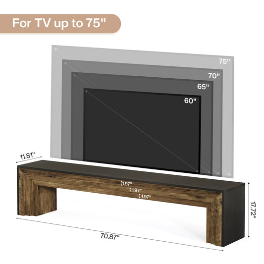 70.9" TV Stand, Wooden Entertainment Center Console for 75-Inch TVs