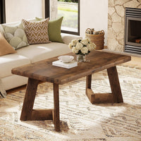 47.2" Coffee Table, Farmhouse Center Table with V-Shaped Legs