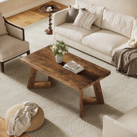 47.2" Coffee Table, Farmhouse Center Table with V-Shaped Legs