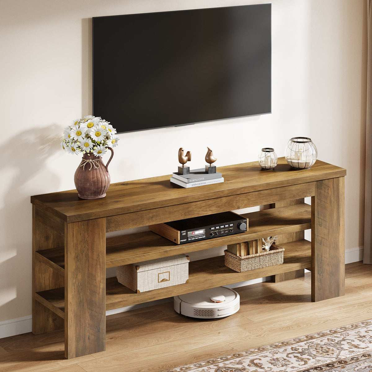 47.2" TV Stand, Entertainment Center with Open Storage for TVs up to 55"