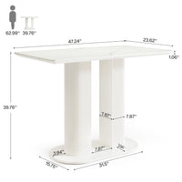 47" Bar Unit, Rectangular Bar Table Pub Table with Faux Marble Finished Tabletop