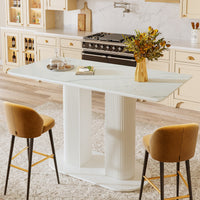 47" Bar Unit, Rectangular Bar Table Pub Table with Faux Marble Finished Tabletop