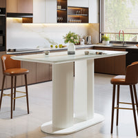 47" Bar Unit, Rectangular Bar Table Pub Table with Faux Marble Finished Tabletop