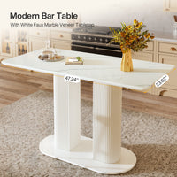 47" Bar Unit, Rectangular Bar Table Pub Table with Faux Marble Finished Tabletop