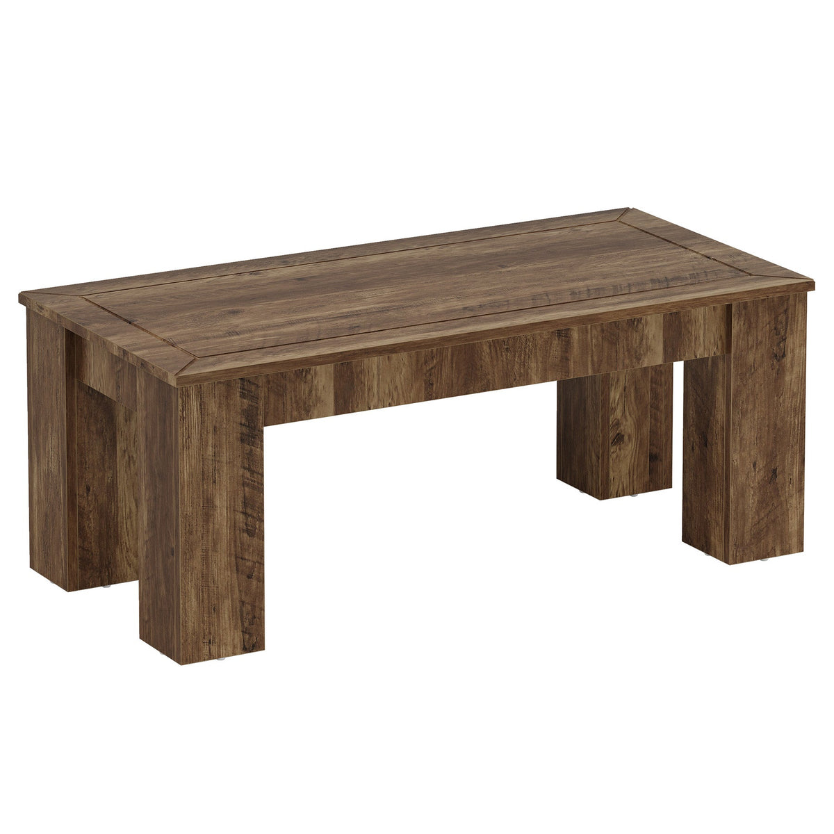 47" Coffee Table, Rectangle Center Cocktail Table with Sturdy Legs for Living Room