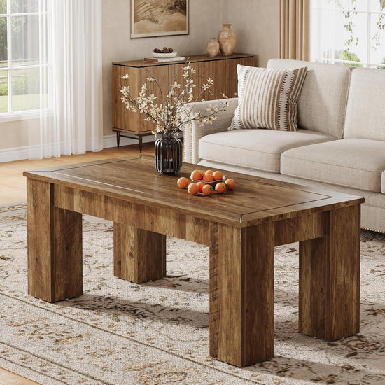 47" Coffee Table, Rectangle Center Cocktail Table with Sturdy Legs for Living Room