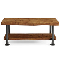47" Coffee Table, Rectangular Wood Accent Center Table with 2-Tier Shelf