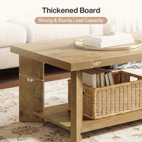 47" Coffee Tables, Farmhouse Rectangle Center Cocktail Table with Storage Shelves for Living Room