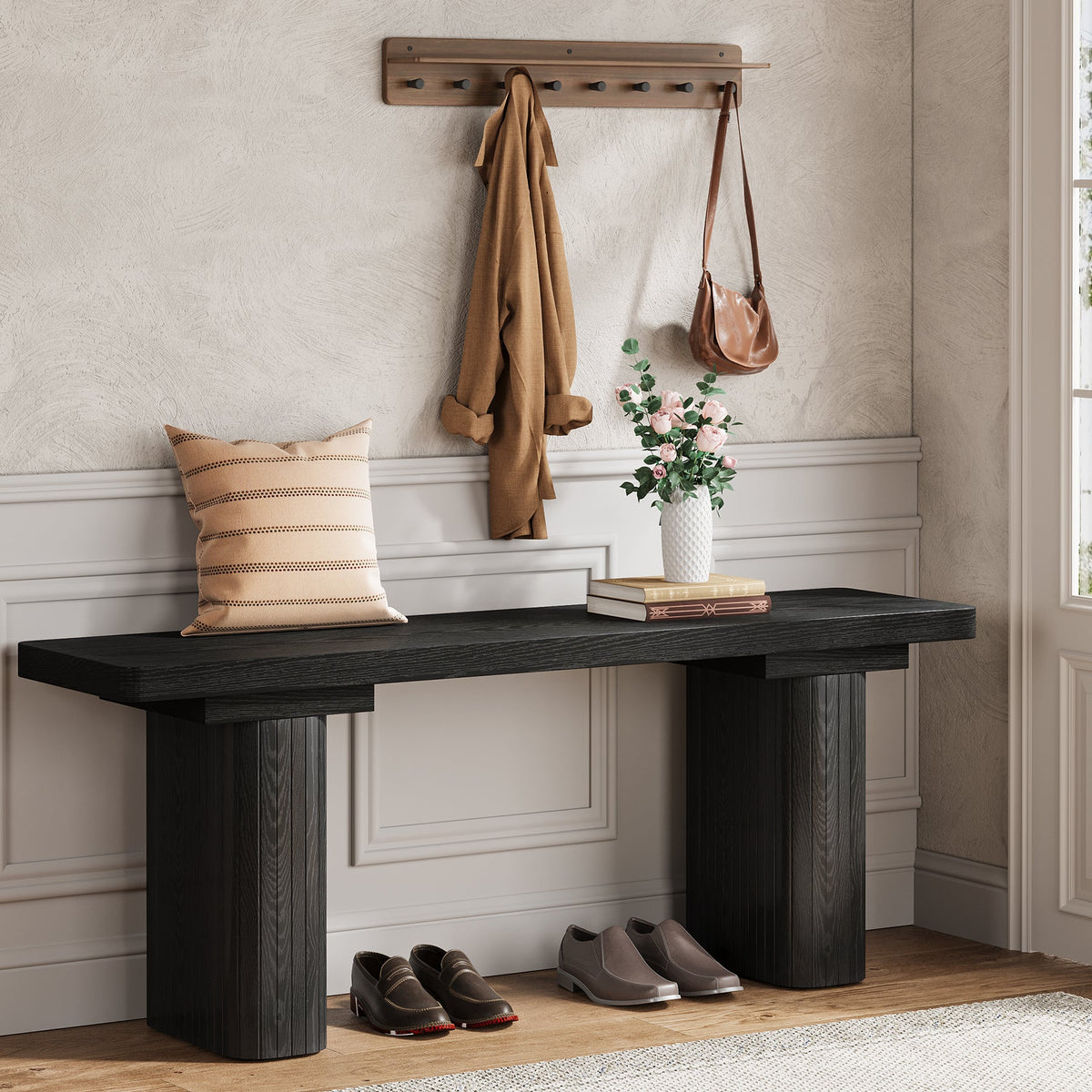 47" Entryway Bench, Modern Shoe Bench Foyer Seat End of Bed Bench