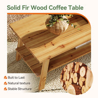 47" Farmhouse Coffee Table, 2-Tier Wood Center Table Tea Table for Living Room