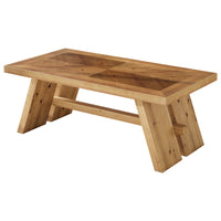 47" Farmhouse Coffee Table, Wood Rectangle Center Table with Geometric Grain Pattern