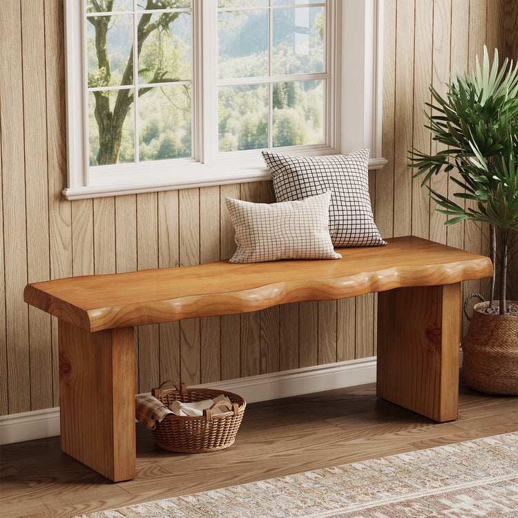 47" Farmhouse Entryway Bench, Solid Wood Dining Bench Shoe Bench