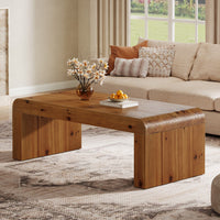47" Rectangle Coffee Table, Solid Wood Center Table with Heavy-Duty Structure