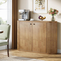 47" Sideboard Buffet, Farmhouse Fluted Cabinet Coffee Bar with 2 Shelves