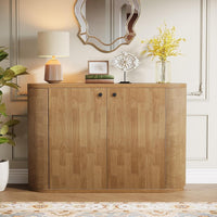 47" Sideboard Buffet, Farmhouse Fluted Cabinet Coffee Bar with 2 Shelves